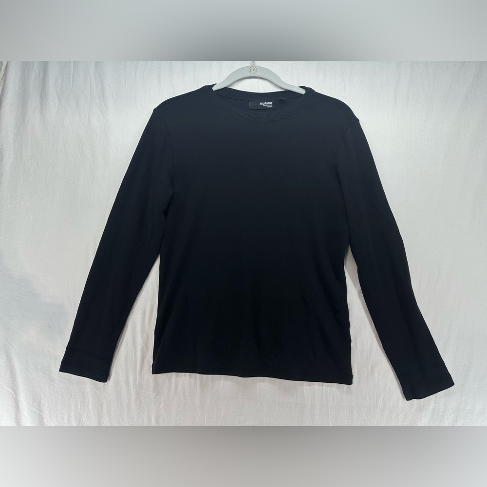 MURANO Liquid Luxury Slim Fit Long‎ Sleeve Black T Shirt Mens Size S